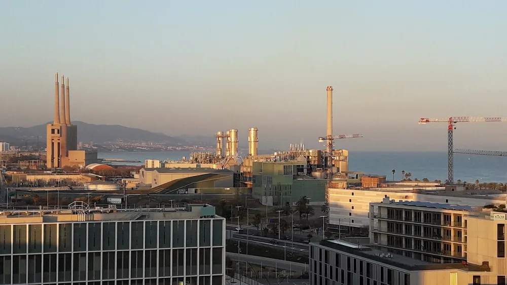 The Tres Xemeneies and the coastline of Sant Adrià de Besòs, Barcelona