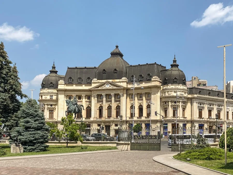 Bucharest building with clock tower