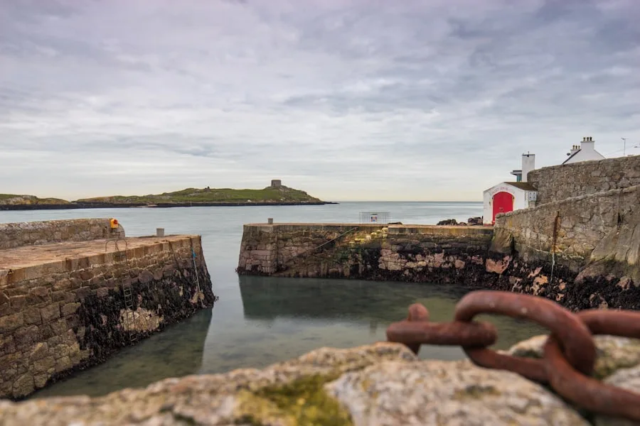 Les cheminées de Poolbeg à travers la baie de Dublin vues depuis la rive nord