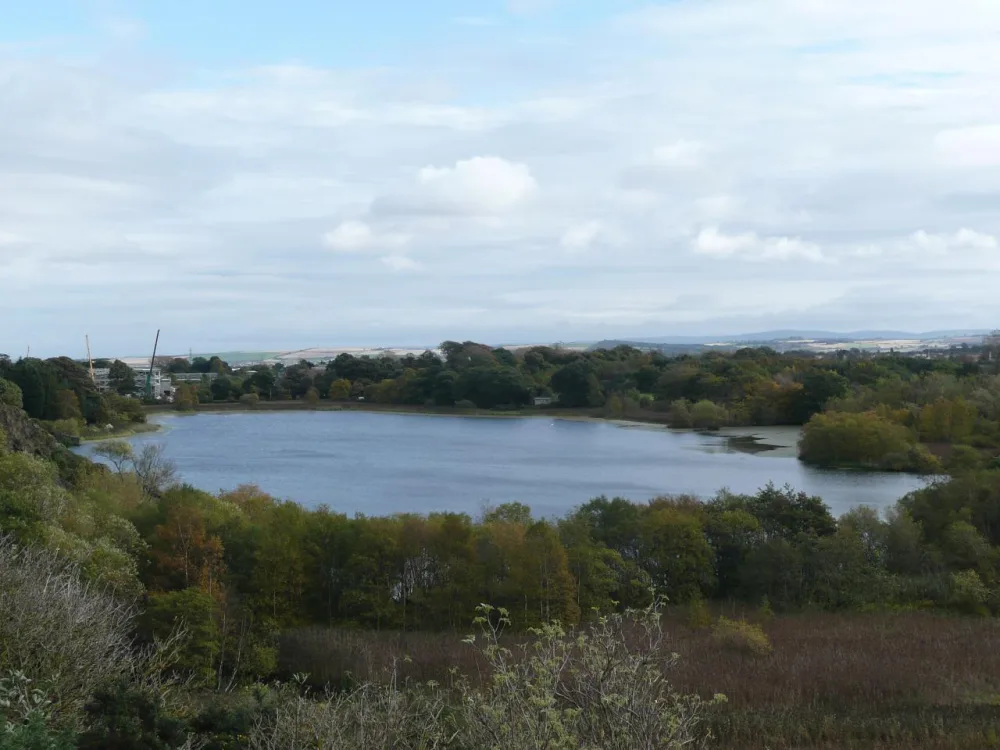 The village of Duddingston and its loch below Arthur's Seat, Edinburgh